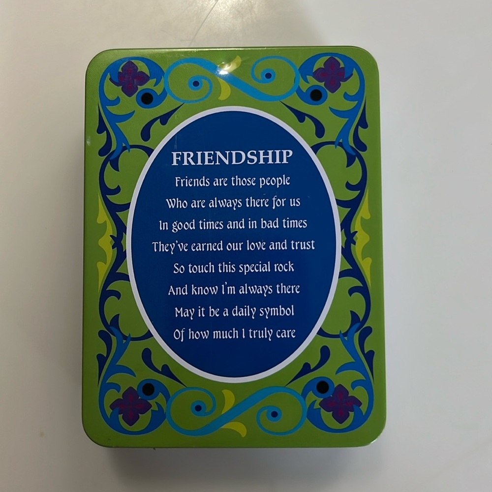 Friendship Rock and tin box.